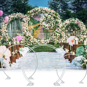 Telón de fondo redondo soporte metal doble aro boda fiesta globo flor arco marco  - Imagen 1 de 18