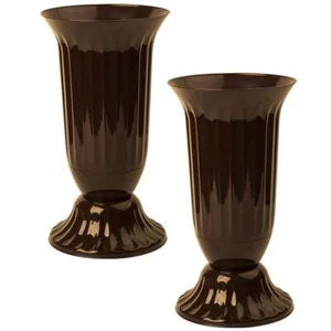 2x Außen Vase Garten Grab rund robuster Kunststoff mit abnehmbarem Stand Fuß - Bild 1 von 2