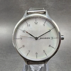 Skagen Anita Watch Women 36mm MOP Dial Steel Round Mesh Band New Battery - Picture 1 of 11