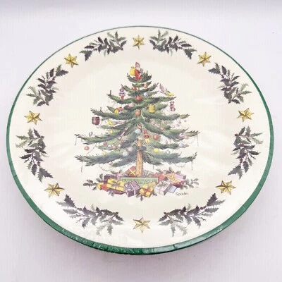Spode CHRISTMAS TREE DINNER PLATES Disposable Paper NEW set Of 2 16 Plates Total - Image 1 of 3