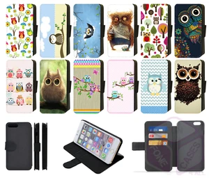 Cute Owl Designs For Apple iPhone Printed Flip/Wallet Phone Case 13-16e Pro Max - Picture 1 of 21