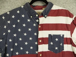 Redhead Men's American Flag USA Button Down Short Sleeve Shirt Pocket Size XL - Picture 1 of 8