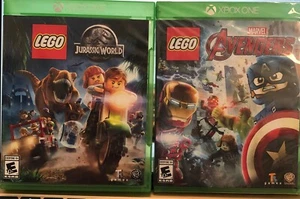 Lego Xbox One Games Jurassic World and Marvel Avengers Lot of 2 New Sealed - Picture 1 of 5