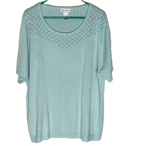 Draper’s & Damon’s Lt Aqua Blue Short Sleeve Knit Sweater Plus Size 3X - Picture 1 of 5