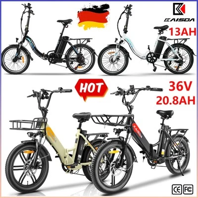 KAISDA E-Bike Klappbar 20 Zoll Elektrofahrrad Fatbike 36V 13AH/20.8Ah Doppelakku
