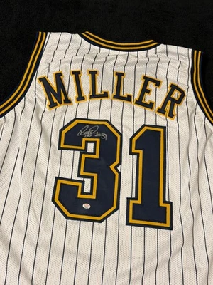 Camiseta deportiva de baloncesto firmada por Reggie Miller Indiana Pacers certificado de autenticidad Foto 1 de 4