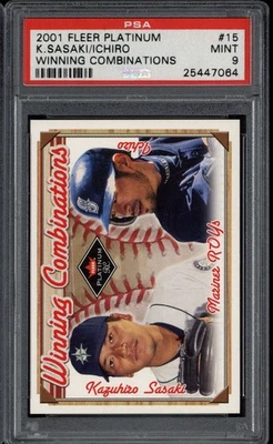 2001 Fleer Platinum Winning Combinations 15 Ichiro Suzuki Sasaki PSA 9 /500 RC - Image 1 of 2