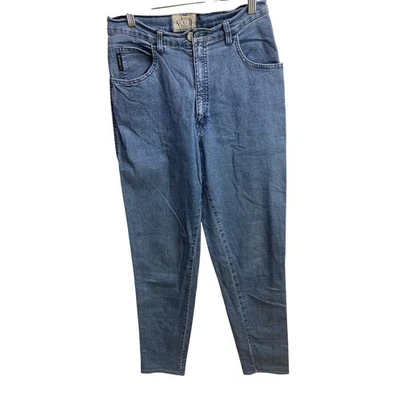 Pantalones de mezclilla para mujer Armani azul cintura alta talla 30 ajustados hechos en Italia Foto 1 de 4