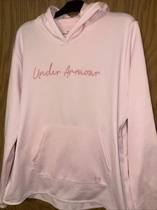 Under Armour Pink Women's Fleece Script Hoodie Pullover Sz XL - Picture 1 of 2