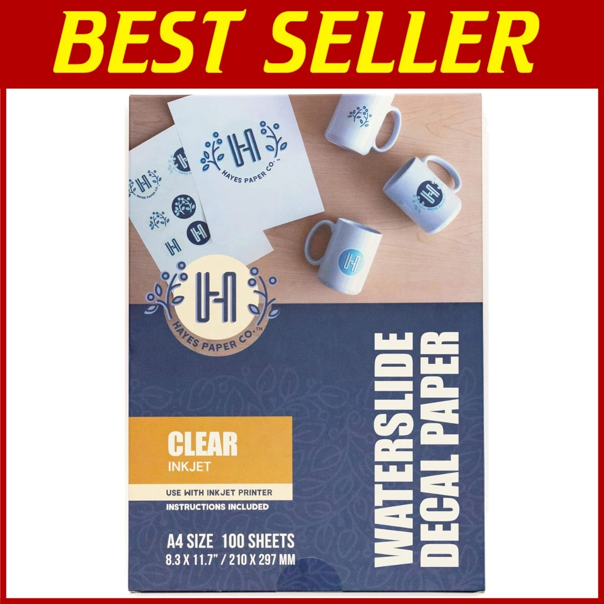 Slait Inkjet Waterslide Decal Paper – A4/Letter Size, 5-100 Sheets + Free Squeegee