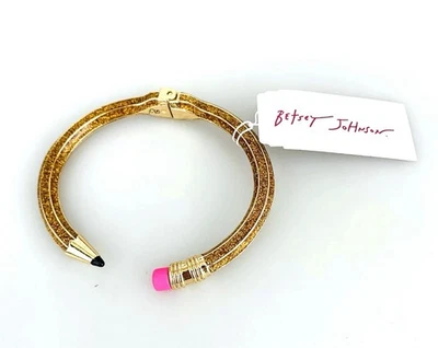 Brazalete Lápiz Brillo Dorado Regreso a la Escuela Betsey Johnson Nuevo con Etiquetas Foto 1 de 2