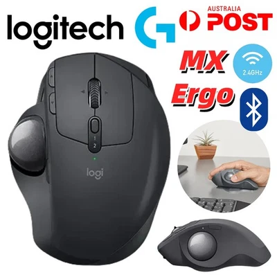 LOGITECH Wireless Mouse MX Ergo Bluetooth Optical Mice 2.4GHz USB Receiver PC AU - Image 1 of 4