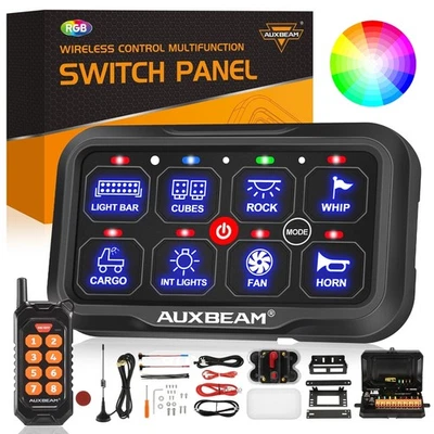 AUXBEAM RGB 8 Gang Switch Panel Light Remote Control Relay System for Peterbilt - Изображение 1 из 4