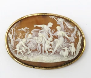 NYJEWEL Antique Gold Filled Huge 3.5 inch Museum Quality Cameo Brooch dated 1875 - Picture 1 of 7