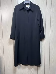 Women’s Talbots Size 12 Black Trench Coat Removable Lining Buttons Pockets Dress - Picture 1 of 8