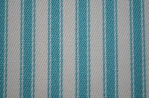 20 + Yds Avail VINTAGE WOVEN TURQUOISE AQUA BRIGHT WHITE TICKING medium weight - Picture 1 of 5