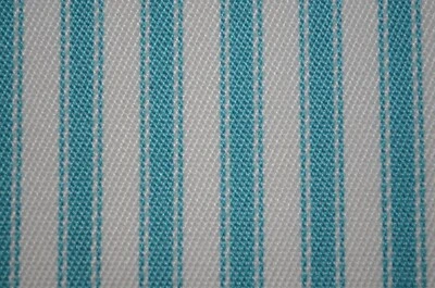 20 + Yds Avail  VINTAGE WOVEN TURQUOISE AQUA BRIGHT WHITE TICKING medium weight - Image 1 of 4