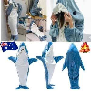 Shark Blanket Super Soft Cozy Flannel Hoodie Shark Sleeping Bag S-XXL - Picture 1 of 19