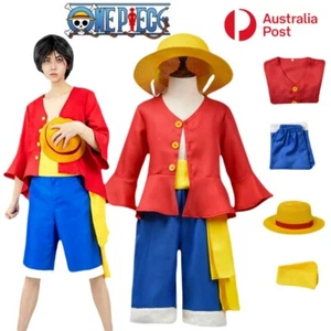One Piece Cosplay Costumes Monkey D Luffy Kids Boy Book Week Outfit Cosplay Suit - Picture 1 of 17