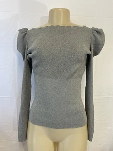 Emporio Armani gray metallic shimmer Square neck light Sweater top Size 40 $525 - Picture 1 of 11