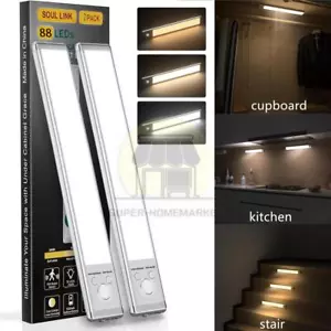 🔥UCL 88 LED Rechargeable Battery Operated Motion Sensor Light 2 Pack Magnetic - Picture 1 of 7