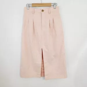 Falda midi Banana Republic mezcla de lino espiga rosa lavado al sol talla 0 NUEVA CON ETIQUETAS NUEVA - Imagen 1 de 6