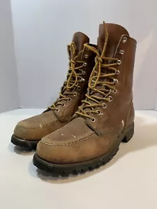 Stivali stringati vintage ala rossa marrone pelle punta moc 5 1/2 D anni '60-1970 - Foto 1 di 14