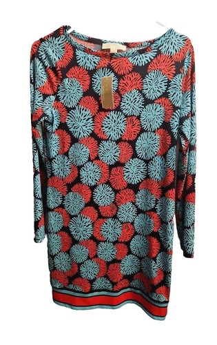 Abito Michael Kors Petite M PM McKenna Coral Reef Turchese Primavera Nuovo con etichette