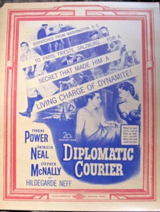 Vintage 1951 Theater Filmplakat "DIPLOMATIC COURIER, Tyrone Power++. 11" x 14" - Bild 1 von 4