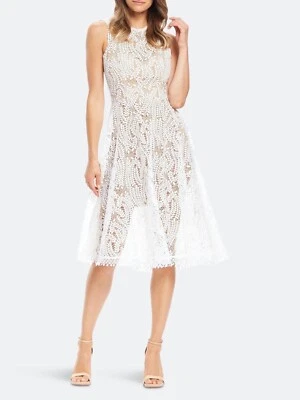 Vestido midi de encaje de vid blanco roto Dress the Population Shane talla XS Foto 1 de 4