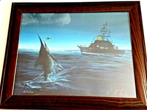 Marco FISH ON Campbell Firmado Estampado Enmarcado Edición Limitada 30/100 Vintage 17x14" - Imagen 1 de 10