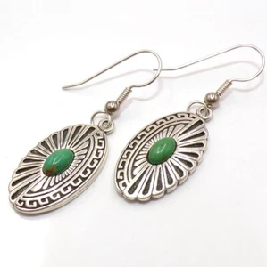 Carolyn Pollack Relios Green Turquoise Sterling Silver Drop Dangle Earrings LLJ3 - Picture 1 of 4