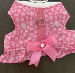SIMPLY DOG PINK ANIMAL PRINT RUFFLE Harness Puppy/Dog XSMALL - Picture 1 of 2
