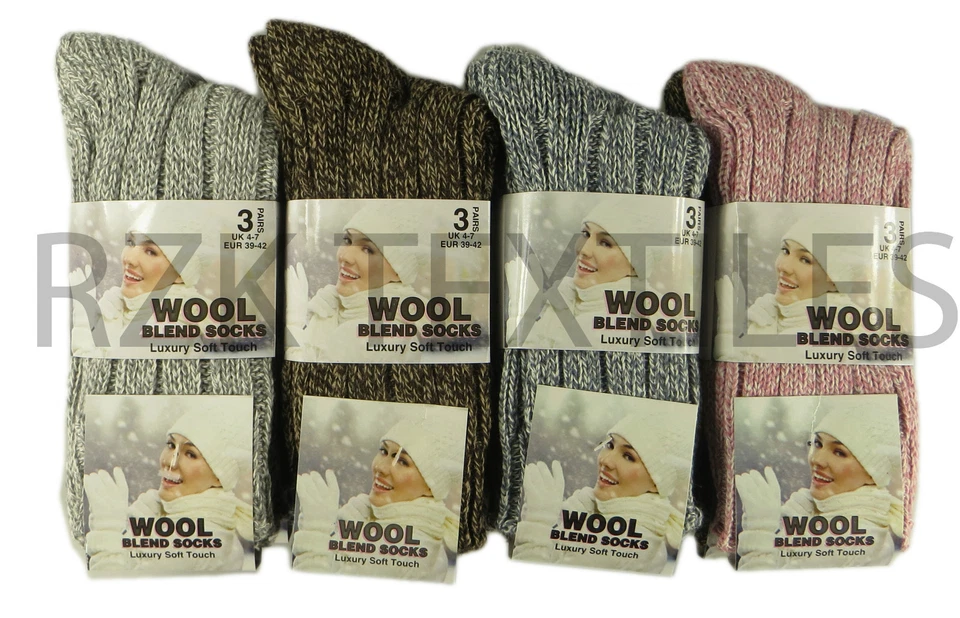 SOCKSTACK 6 Pairs Of Ladies Chunky Wool Socks, Thick Heavy Duty Work Boot Socks, 4-7