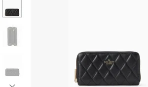 Kate Spade Carey Large Continental Wallet Quilted Leather Black NWT - Picture 1 of 2