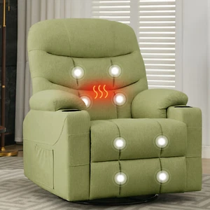 360° Swivel Recliner Chairs for Adults, Rocker Chair with Heat and Massage - Picture 1 of 53