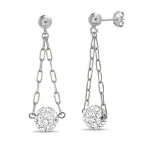 Wholesale lot 10 Pairs Sterling Silver Cubic Zirconia Disco Ball Drop Earrings