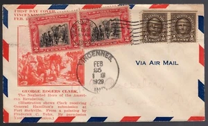 2/25/1929 FDC #651 VINCENNES George Rogers Clark ROESSLER Cachet Air Mail - Picture 1 of 1
