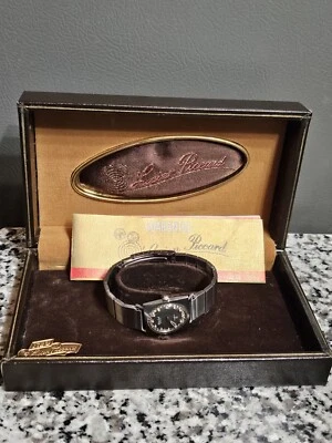 Vintage Stainless Square Lucien Piccard Seashark Swiss Automatic Watch Box Paper - Image 1 of 4
