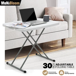 White Folding TV Tray Portable Adjustable Height Sofa Bed Side Table Laptop Desk - Picture 1 of 26