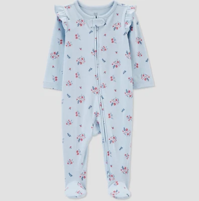 LOT OF 2 Carter's Just One You Baby Girls' Floral Long Sleeve Footed Pajama 3M - Image 1 of 2
