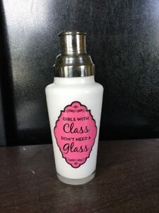 Cocktail Martini Shaker White With Pink Black Humor Girl Party Bridesmaid Gift