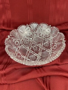 10” American Brilliant Cut Crystal Bowl Hobstar Saw Tooth Pinwheel Numbered - Picture 1 of 9