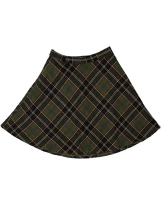 RIFLE Womens A-Line Skirt Large W32 Green Plaid Wool BG16 - Picture 1 of 3
