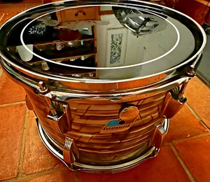 LUDWIG 1976 Vintage Blue Pearl Tom Tom Drum, 14" x 9.75" Blue/Olive Badge - Picture 1 of 13