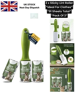 Fusselrollen 3er Pack 91 Blatt Haftfusselroller für Kleidung Tierhaare Multi - Bild 1 von 17