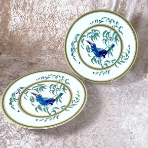 Hermes Paris Dinner Plate Toucans 25cm Porcelain Tableware Set of 2 - Picture 1 of 15
