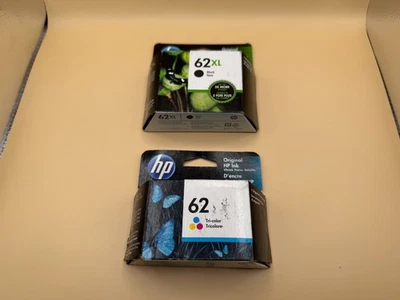 SET OF 2 GENUINE HP 62XL HIGH YIELD BLACK & HP 62 TRI-COLOR INK C2P06AN C2P05AN - Image 1 of 4