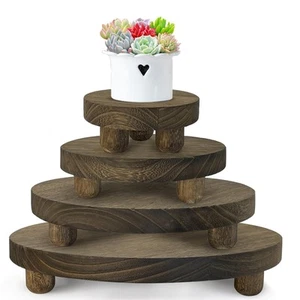 Wood Plant Stand Set of 4,mini Plant Stool 10 8 6 4 Inch, Wooden Display Rise... - Picture 1 of 7