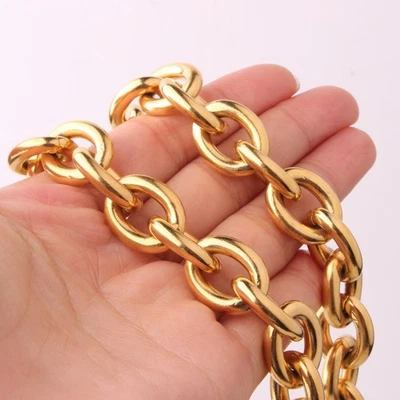 Collar de cadena de eslabones ovalados de acero inoxidable Rolo de 11/13/15 mm plata/oro/negro regalo Foto 1 de 4